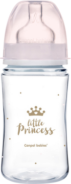 Canpol babies Dojčenská antikoliková fľaša široká EasyStart ROYAL BABY ružová 240 ml