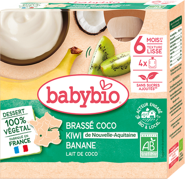 Babybio desiata s kokosovým mliekom - kivi a banán 4 x 85 g