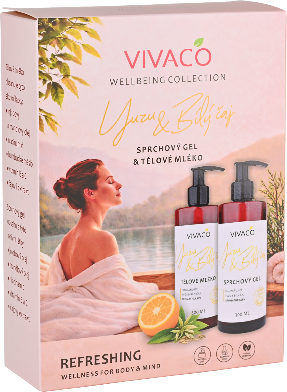 Vivaco Darčeková kazeta Yuzu a Biely čaj 2 x 300 ml