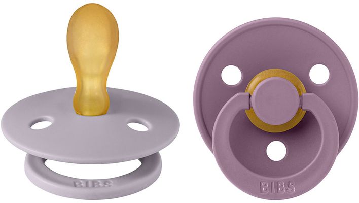 BIBS Colour symetrické cumlíky z prírodného kaučuku veľkosť 2, Fossil Grey / Mauve 2 ks