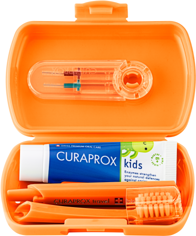 Curaprox Travel set KIDS oranžový