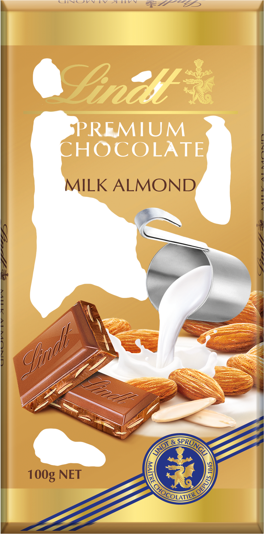 Lindt Čokoláda Gold Tablet Premium Mliečna s celými mandľami 100 g