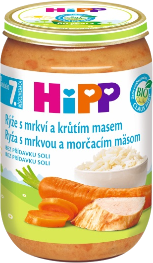 HiPP Prikrm BIO Ryža s mrkvou a morčacím mäsom nová receptúra 2017 220 g