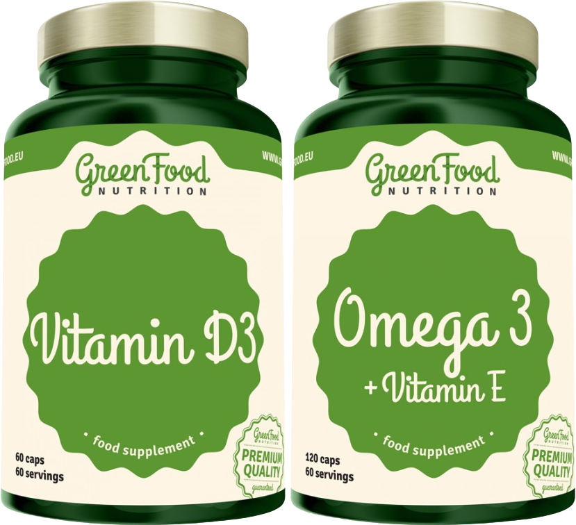 GreenFood Nutrition Duopack Omega 3 + Vitamin E 120ks a Vitamin D3 60ks