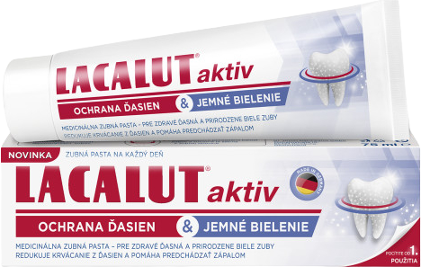 Lacalut aktiv Zubná pasta ochrana ďasien & jemné bielenie 75 ml