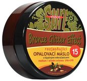 Vivaco Opaľovacie maslo s arganovým olejom s rozjasňujúcimi zlatými glitrami SPF15, 200 ml