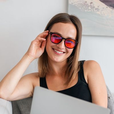 Lunesto Blue Light - oranžové okuliare blokujúce modré svetlo - čierne