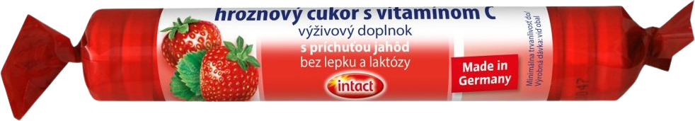Intact Hroznový cukor s vitamínom C a jahodovou príchuťou, 1 x 40 g