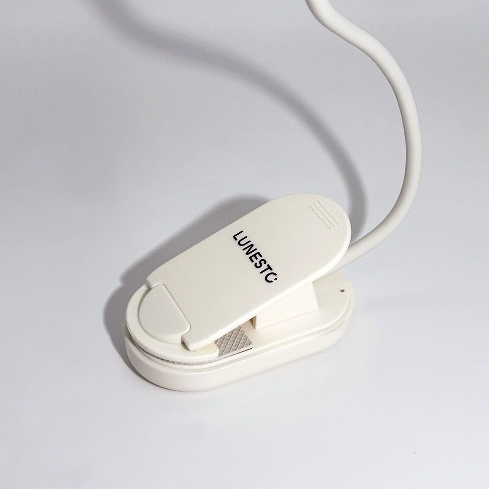 Lunesto LED Lampička na čítanie bez modrej zložky s CLIP-ONEM biela