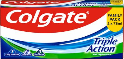 Colgate zubná pasta Triple Action 2 x 75 ml