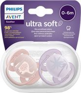 Philips Avent Cumlík Ultrasoft Premium Zvieratko 0-6m dievča 2 ks