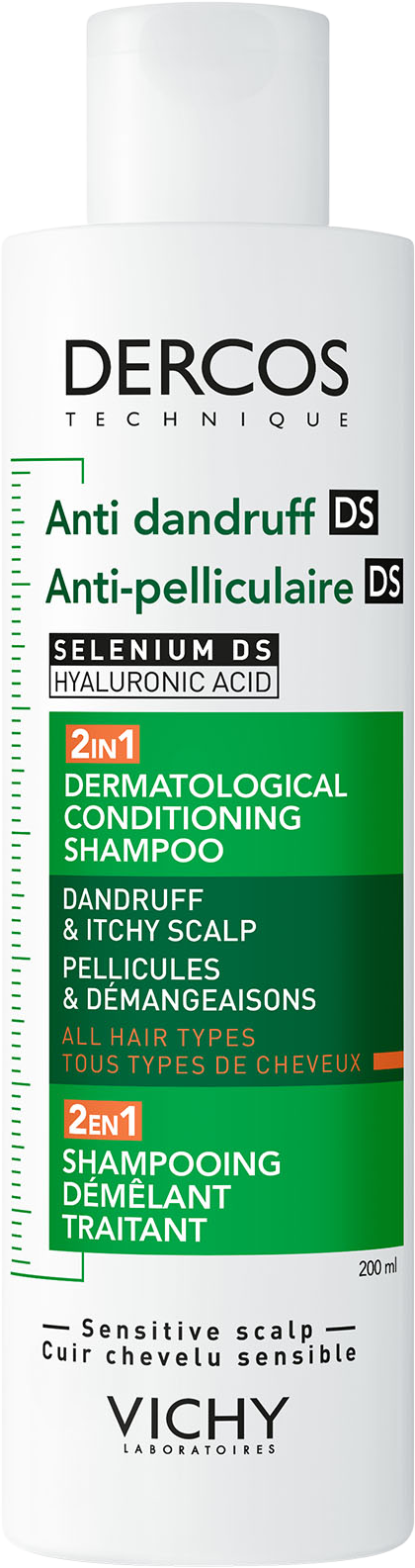 Vichy Dercos 2v1 Dermokozmetický šampón a kondicionér proti lupinám pre citlivú pokožku hlavy 200 ml
