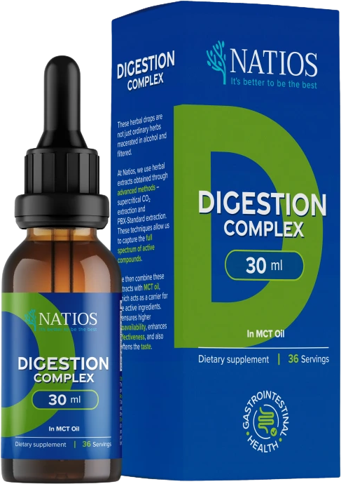 Natios Digestion Complex, Bylinné kvapky v MCT oleji 30 ml