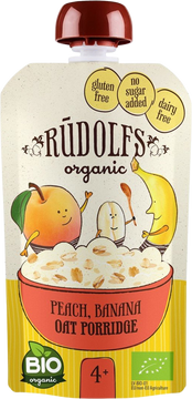 Rudolfs BIO vrecko Broskyňa, banán, celozrnná ovsená kaša 110 g