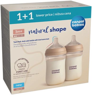 Canpol babies Sada fliaš Natural Shape 2 x 260 ml