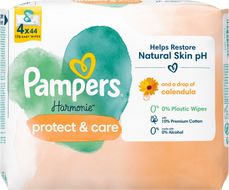 Pampers Harmonie Protect & Care, Detské čistiace obrúsky 4 x 44 ks