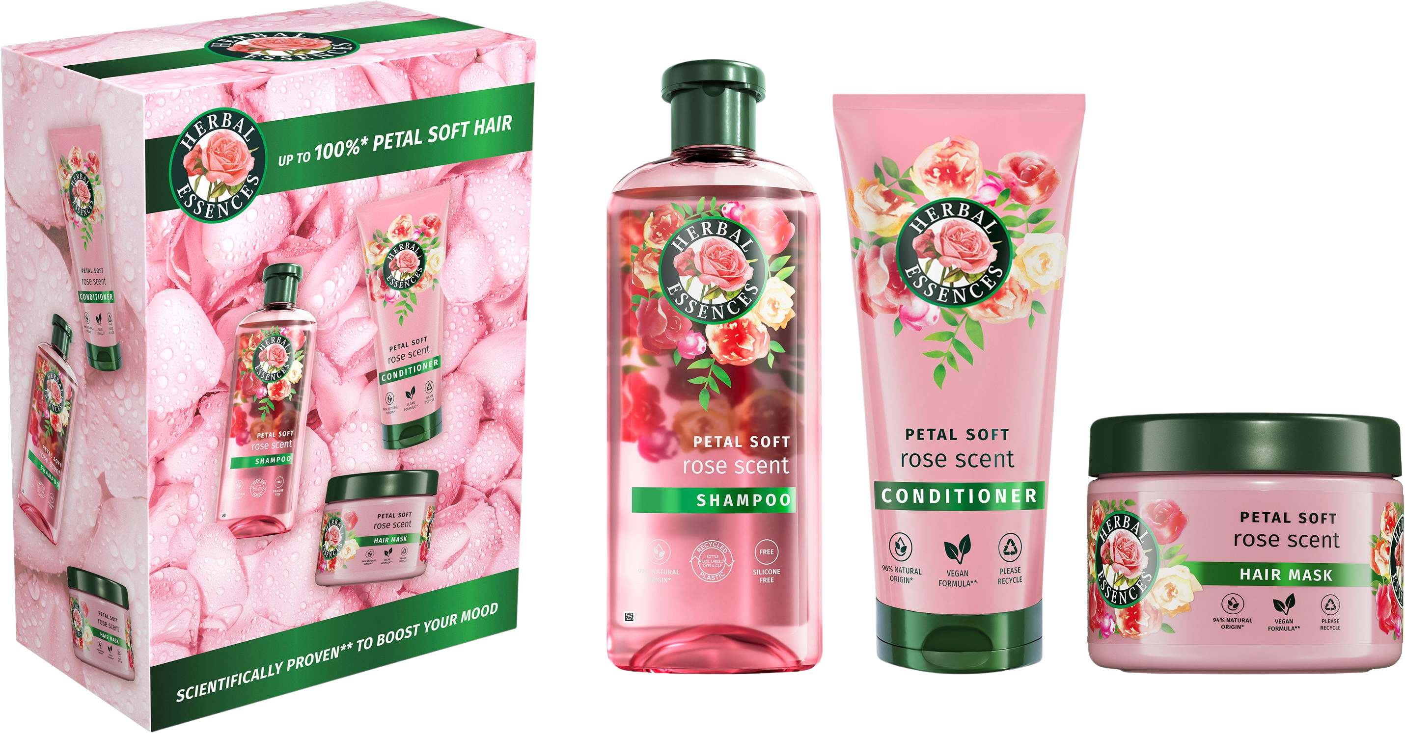 Herbal Essences Sada produktov Herbal Essences Rose: šampón + kondicionér + maska