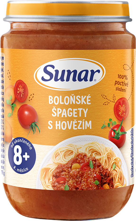 Sunar Príkrm špagety s boloňskou omáčkou 8m+, 190 g