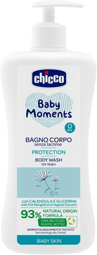 Chicco Baby moments protection Šampón na telo s dávkovačom, 93% prírodných zložiek 750 ml