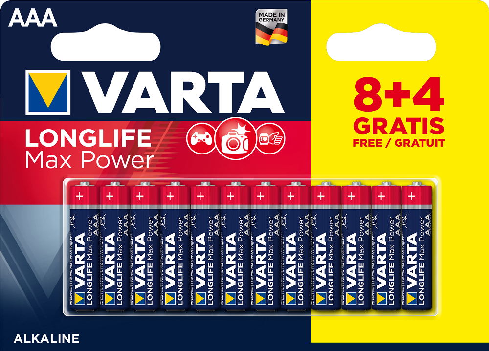 Varta Longlife Max Power AAA 8+4 (Double blister) 12 ks