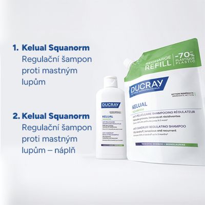 Ducray Kelual Squanorm Regulačný šampón proti mastným lupinám náplň 400 ml