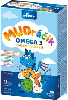 MUDRÁČIK Omega 3 + Vitamíny D3 a E 60 kapsúl | Pilulka.sk