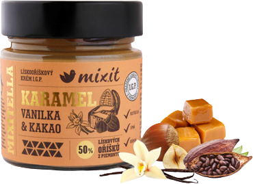 Mixit ella Prémiový lieskový orech z Piemontu s karamelom 200 g