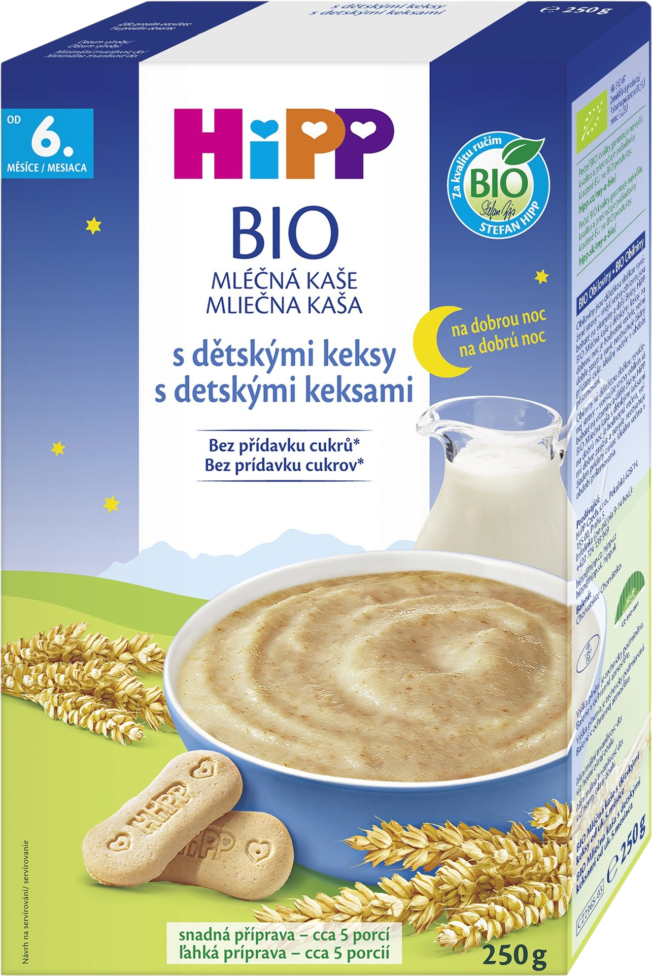 HiPP BIO Mliečna kaša na noc s detskými keksmi 250 g