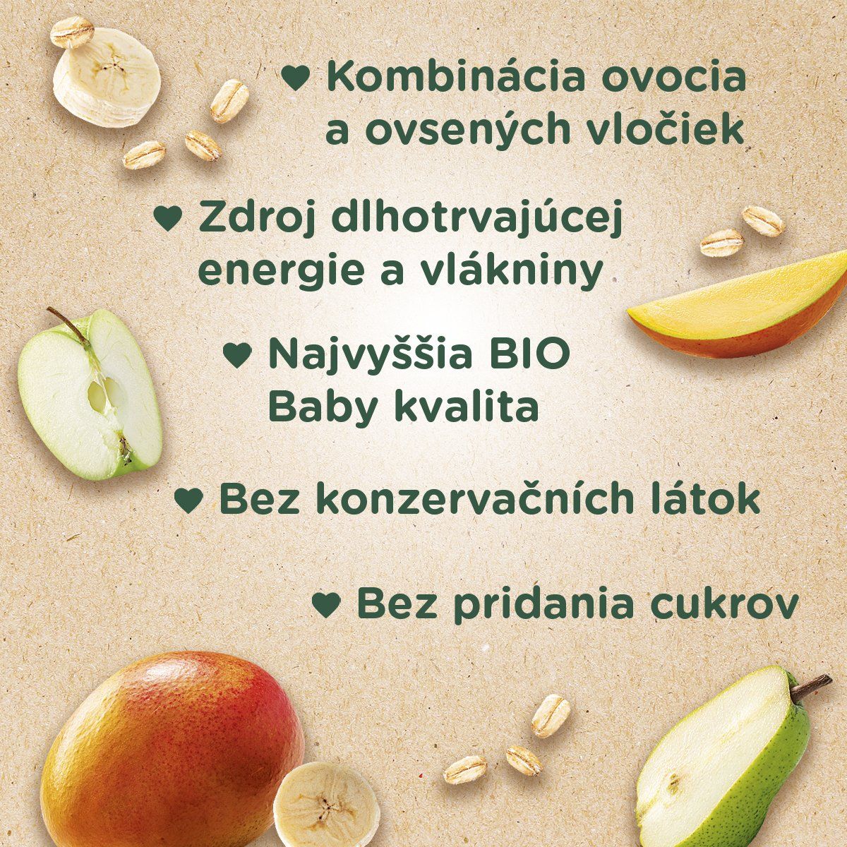 Sunar BIO ovocná kapsička Hopsáček mango, banán, hruška a ovsené vločky 100 g