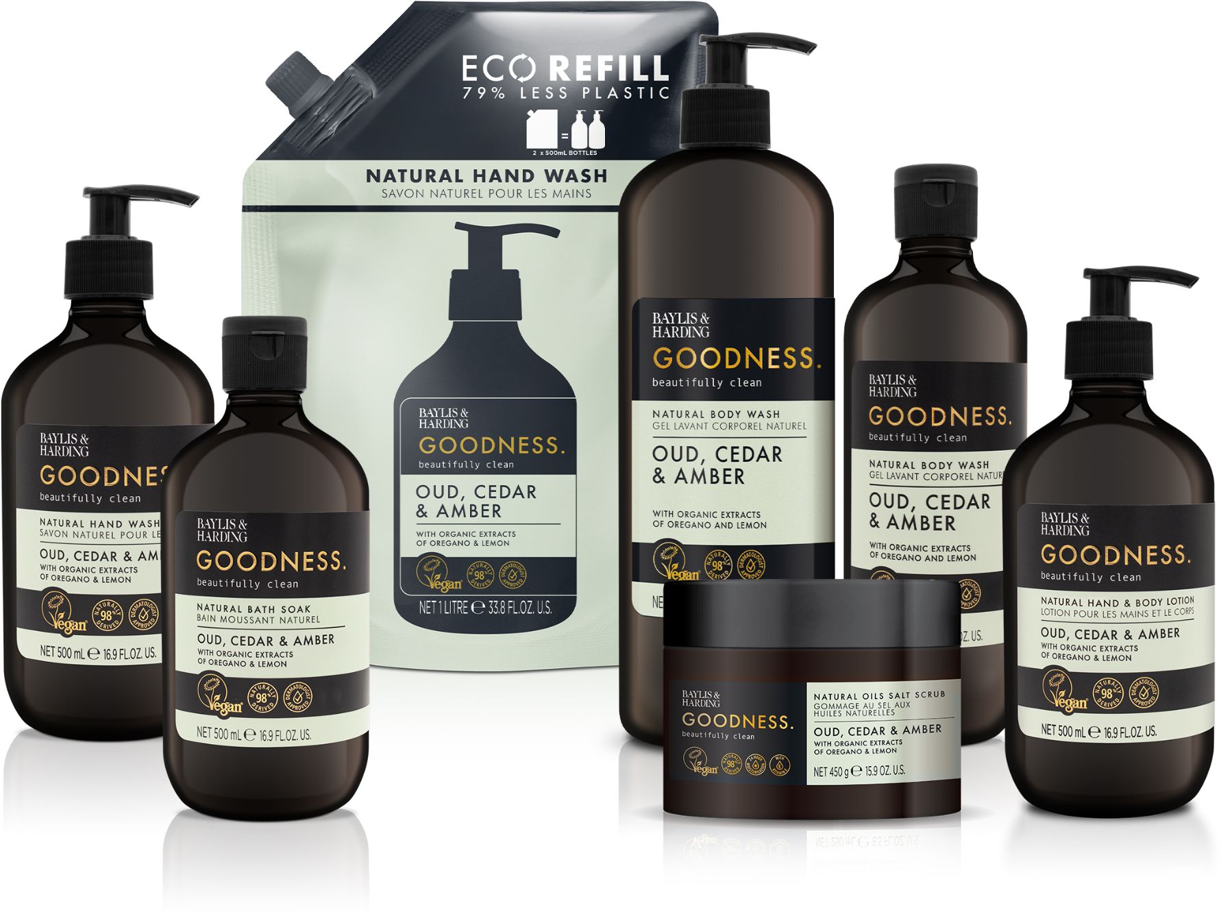 Baylis & Harding Goodness Sprchový gél Oud, Cédr & Ambra 500 ml