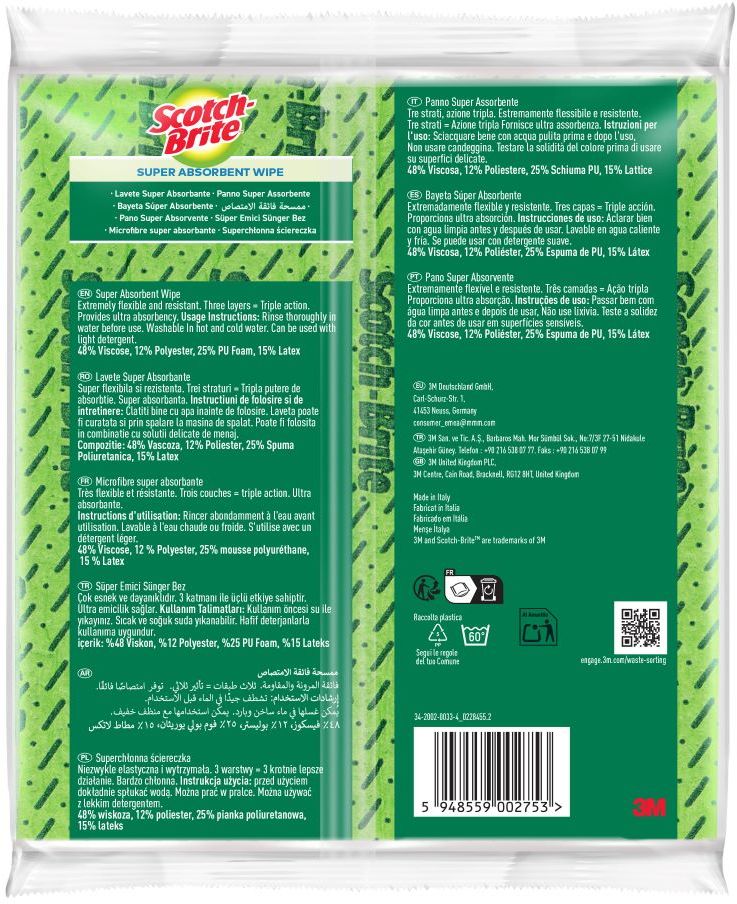 3M Scotch-Brite™ Super Absorbent - Extra savé utierky, farebný mix 5 x 5 ks