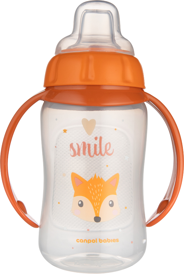 Canpol babies Hrnček tréningový s úchytmi Cute Animals oranžová líška 320 ml