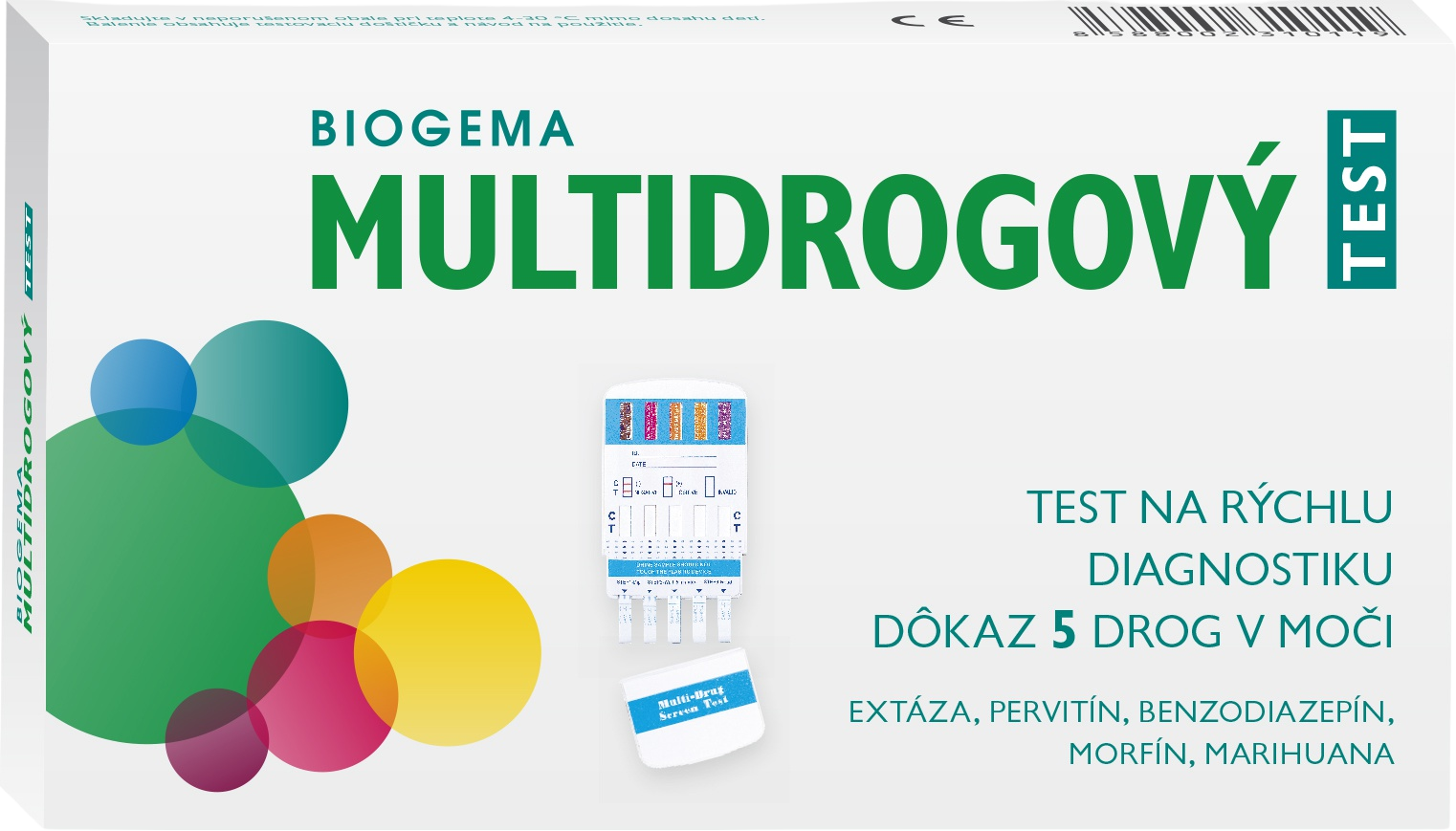 Biogema Multidrogový test jednokrokový na morfín marihuanu pervitín extázu a benzodiaze