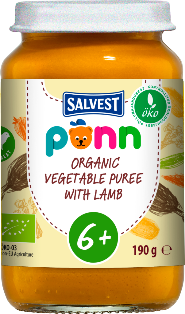 Salvest PONN BIO Jahňacie mäso so zeleninovým pyré 6+ mesiacov a vyššie 190 g