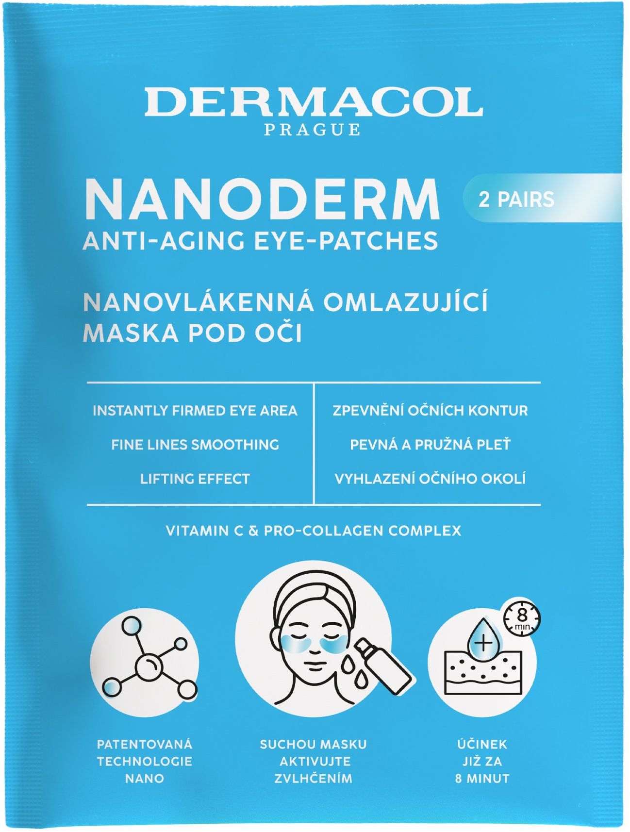 Dermacol NANODERM Nanovláknová suchá omladzujúca maska pod oči 2 ks