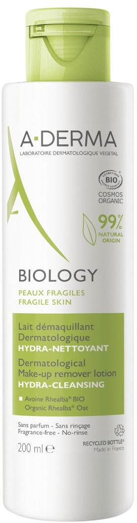 A-Derma BIOLOGY Dermatologické odličovacie mlieko Hydratačné-čistiace 200 ml