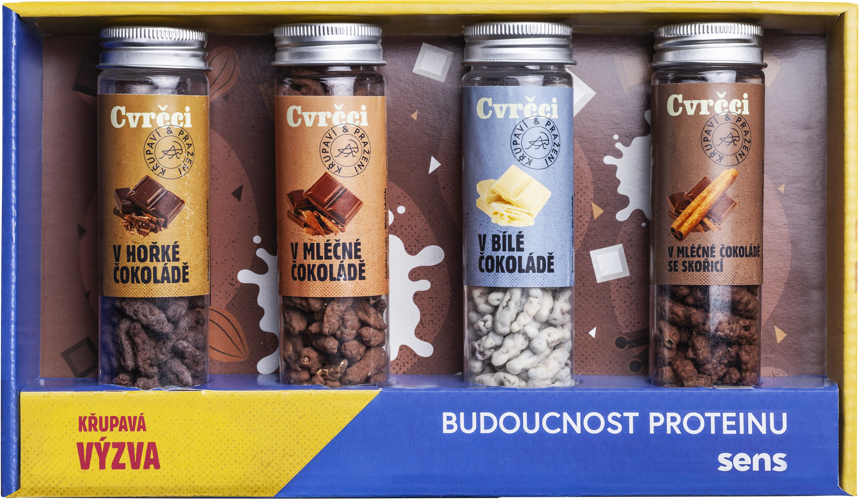Sens Cvrčky v čokoláde - Darčeková sada 4 príchute 4 x 20 g