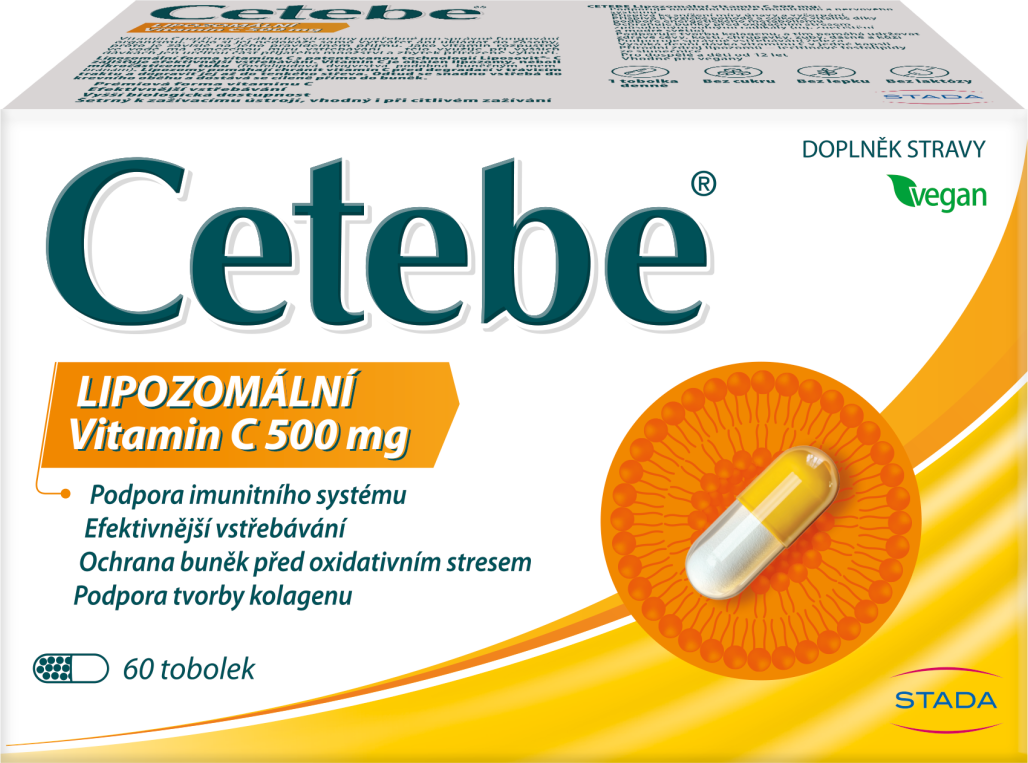 Cetebe Lipozomálny vitamín C 500 mg 60 tvrdých kapsúl