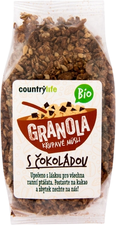 Country Life Granola Chrumkavé müsli s čokoládou BIO 350 g