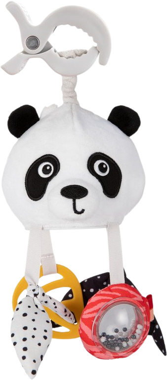 Canpol babies Senzorická závesná cestovná hračka Panda s klipom BabiesBoo