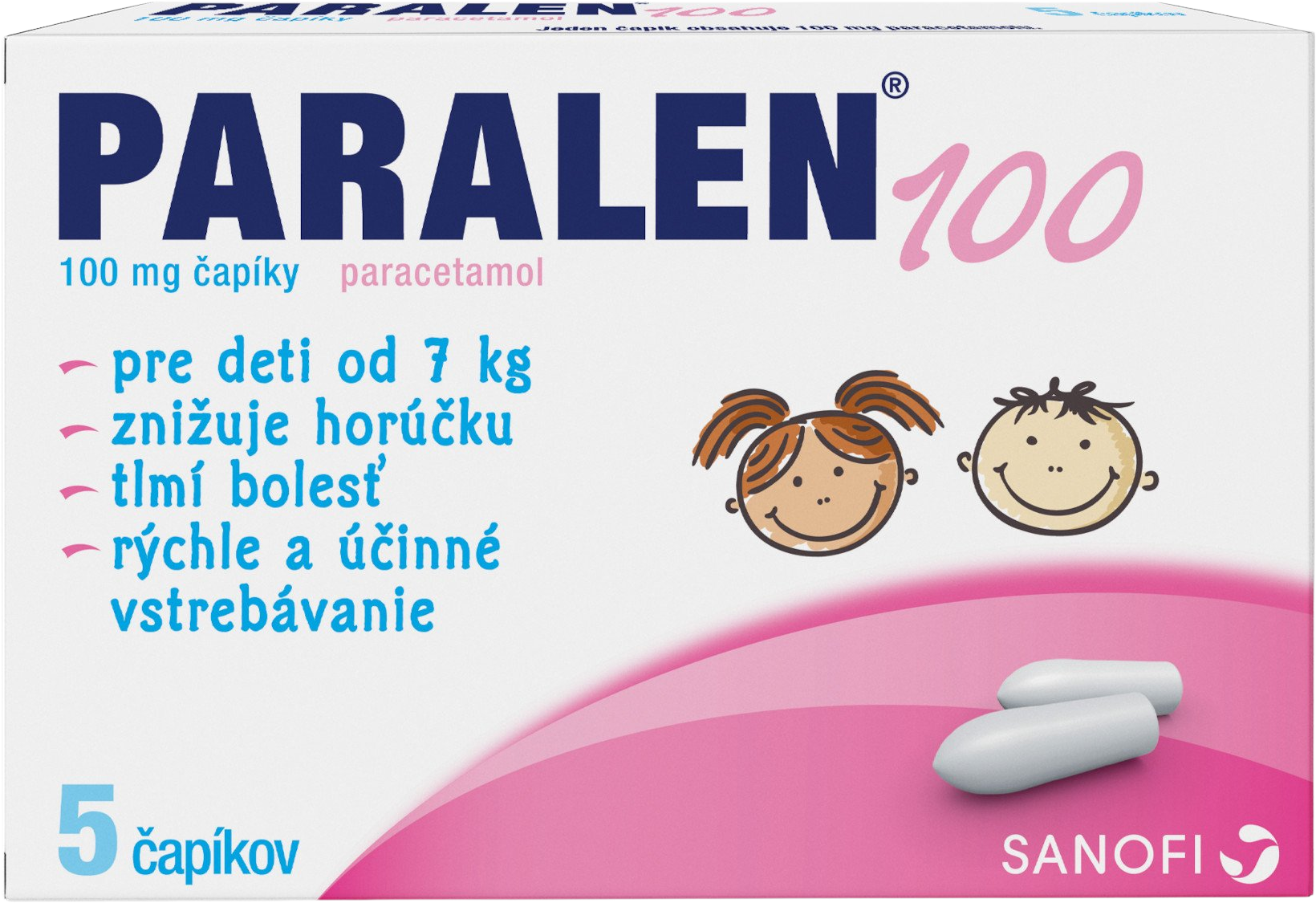 Paralen 100 mg 5 čapíkov