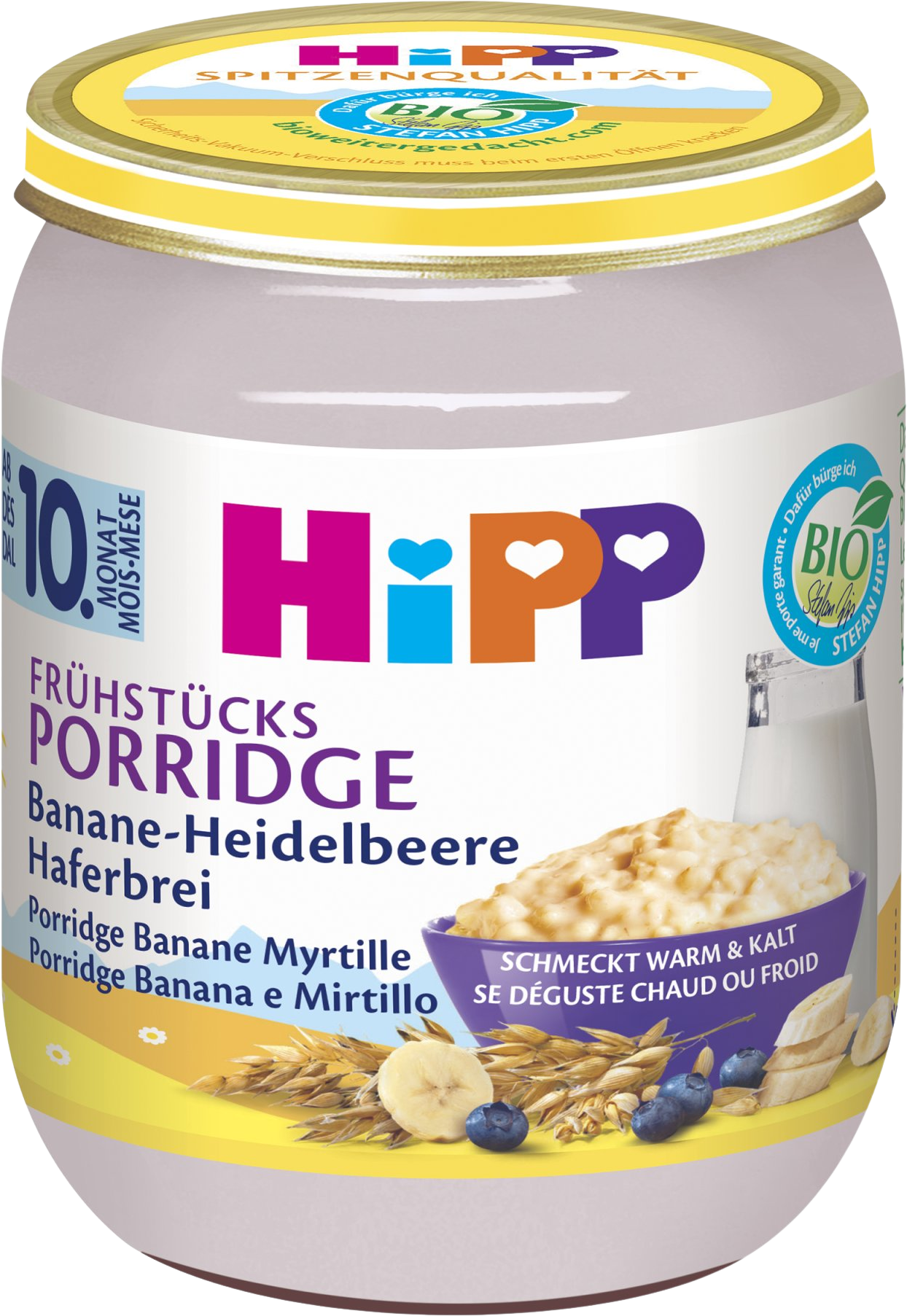 HiPP BIO Raňajková ovsená kaša s banánom a čučoriedkami 160 g