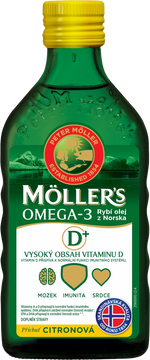 Möllers Omega 3 RYBÍ OLEJ dospelí 50+ Citrónová príchuť 250 ml