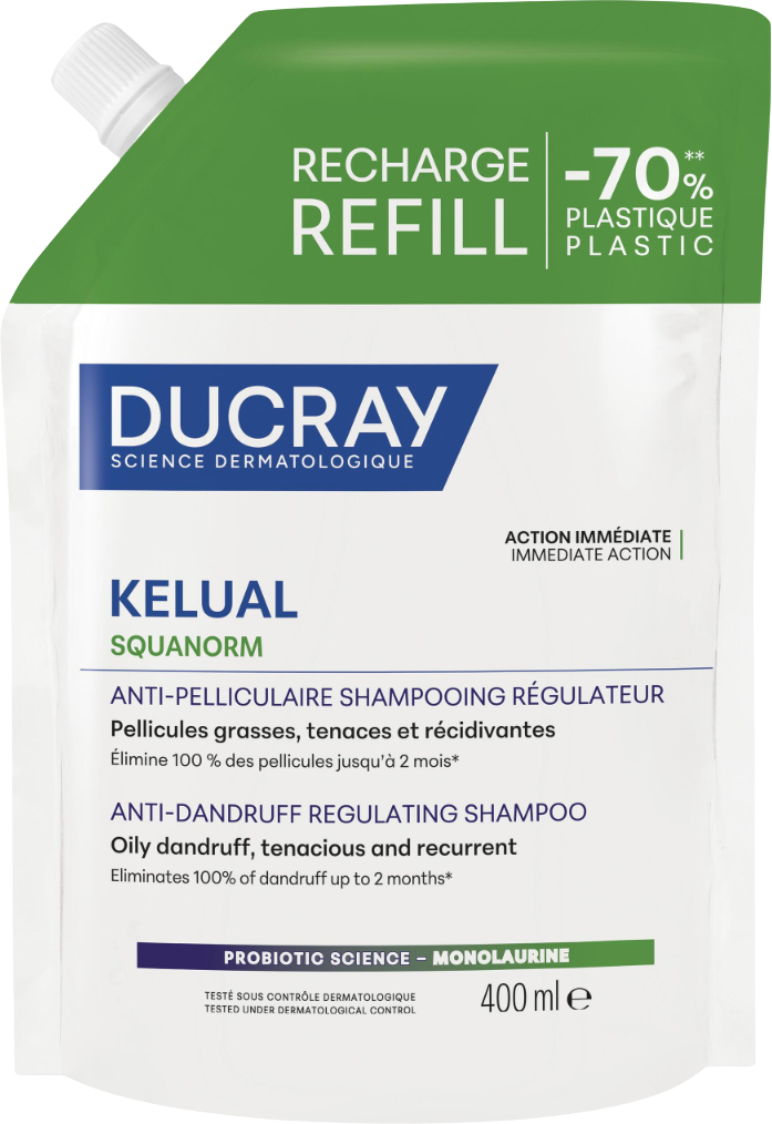 Ducray Kelual Squanorm Regulačný šampón proti mastným lupinám náplň 400 ml