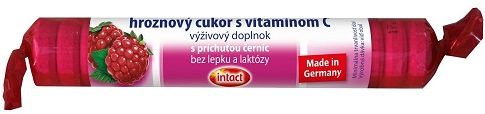 Intact Hroznový cukor s vitamínom C a malinovou príchuťou, 1 x 40 g