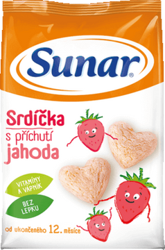 Sunar detské chrumky jahodové srdiečka 50 g