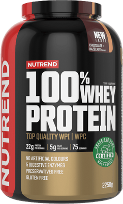 Nutrend 100% Whey Protein, Čokoláda/lieskový orech 2250 g