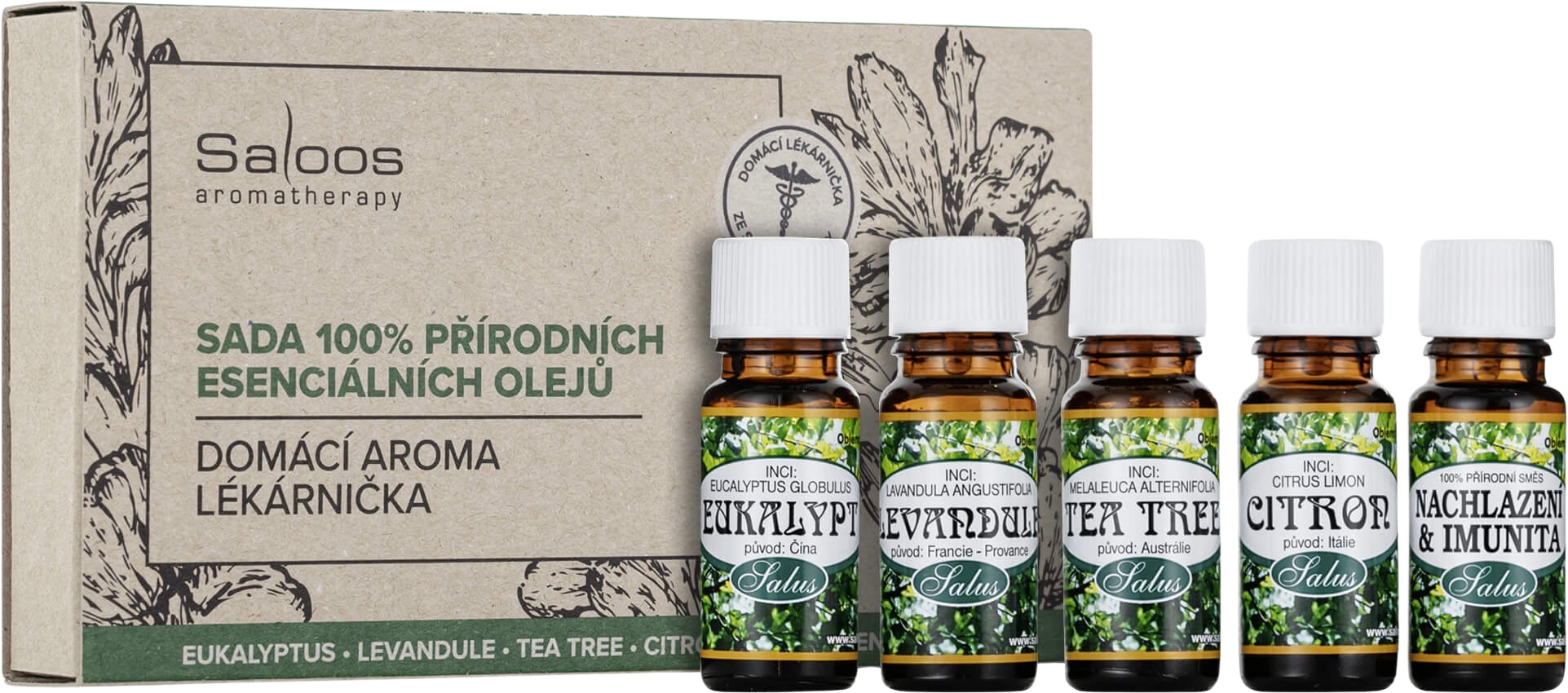 Saloos Domáca aróma lekárnička − Sada 100 % prírodných esenciálnych olejov
