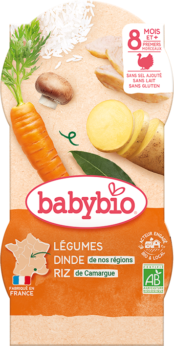Babybio zelenina s morčacím mäsom a ryžou 2 x 200 g