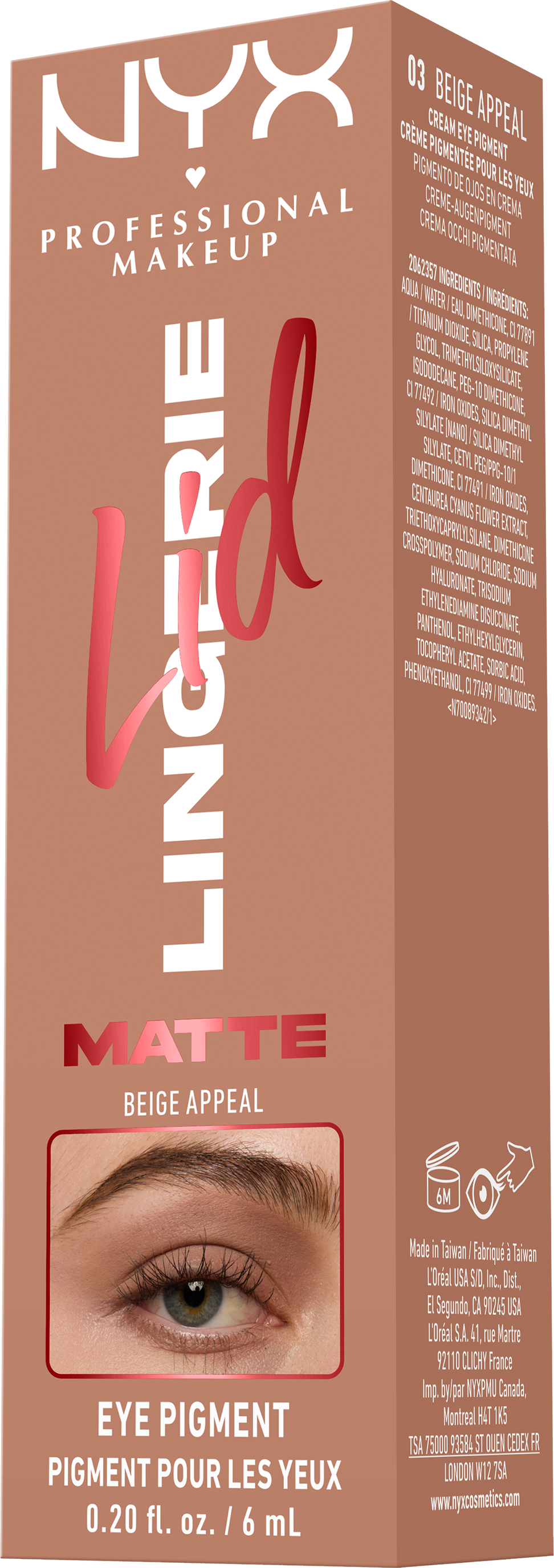 NYX Professional Makeup Tekuté očné tiene Lid Lingerie - 03 Beige Appeal 6 ml